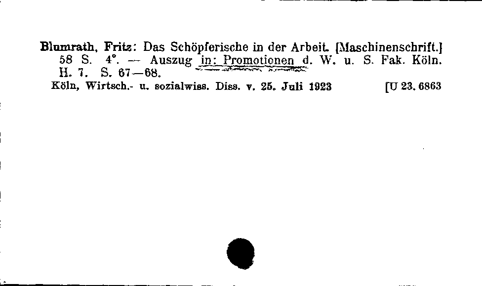 [Katalogkarte Dissertationenkatalog bis 1980]