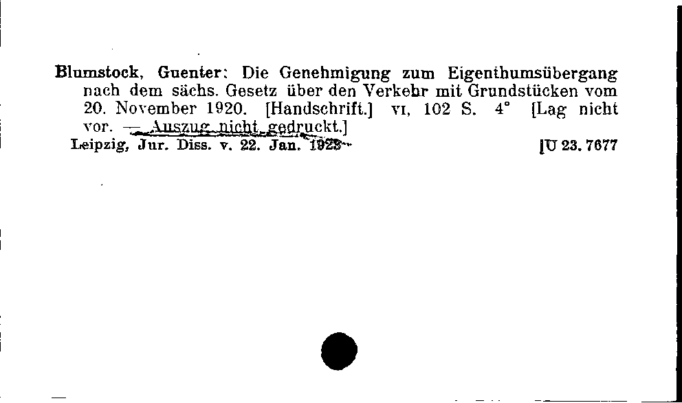 [Katalogkarte Dissertationenkatalog bis 1980]