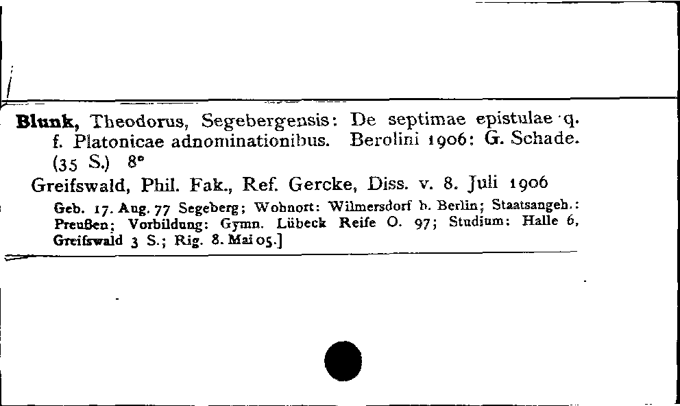 [Katalogkarte Dissertationenkatalog bis 1980]