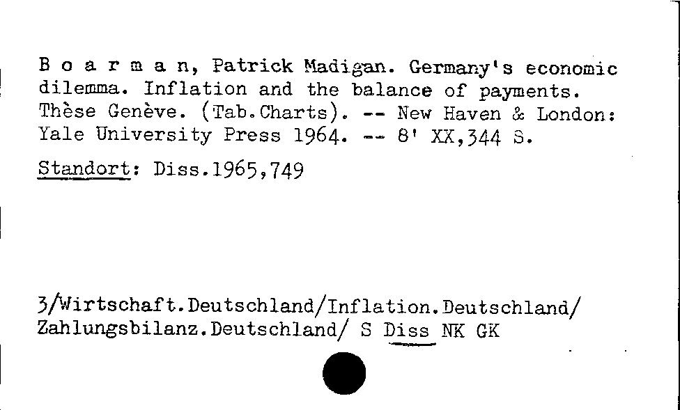 [Katalogkarte Dissertationenkatalog bis 1980]