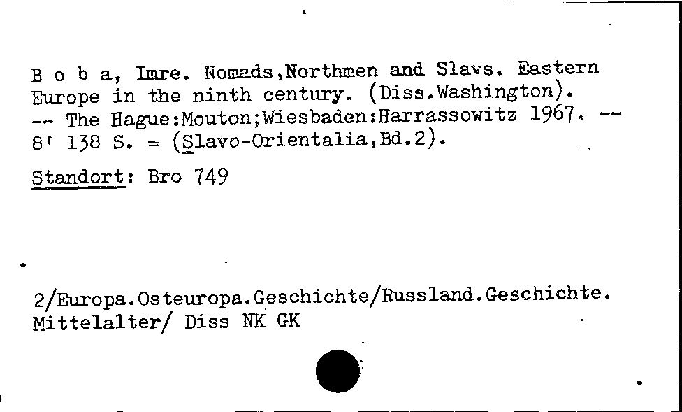 [Katalogkarte Dissertationenkatalog bis 1980]