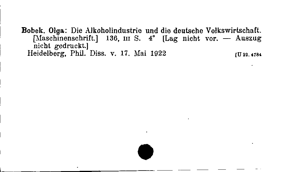 [Katalogkarte Dissertationenkatalog bis 1980]