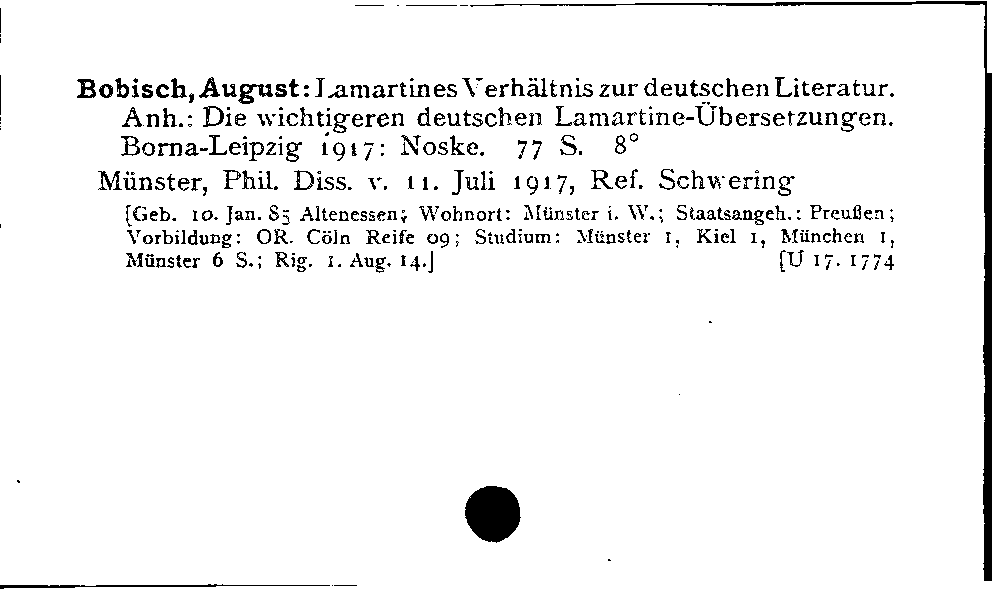 [Katalogkarte Dissertationenkatalog bis 1980]