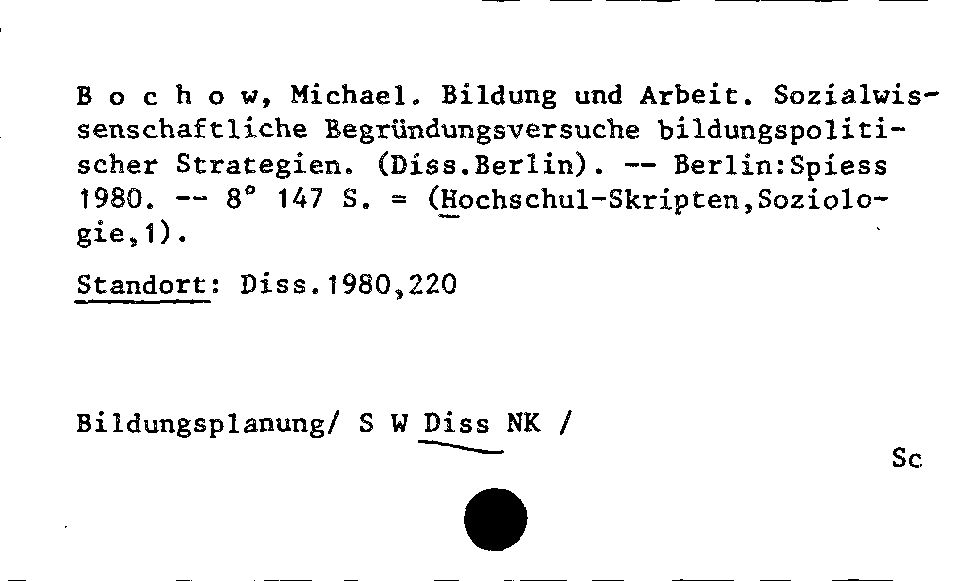 [Katalogkarte Dissertationenkatalog bis 1980]