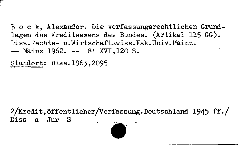 [Katalogkarte Dissertationenkatalog bis 1980]