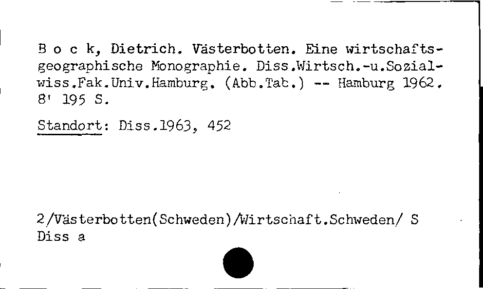 [Katalogkarte Dissertationenkatalog bis 1980]