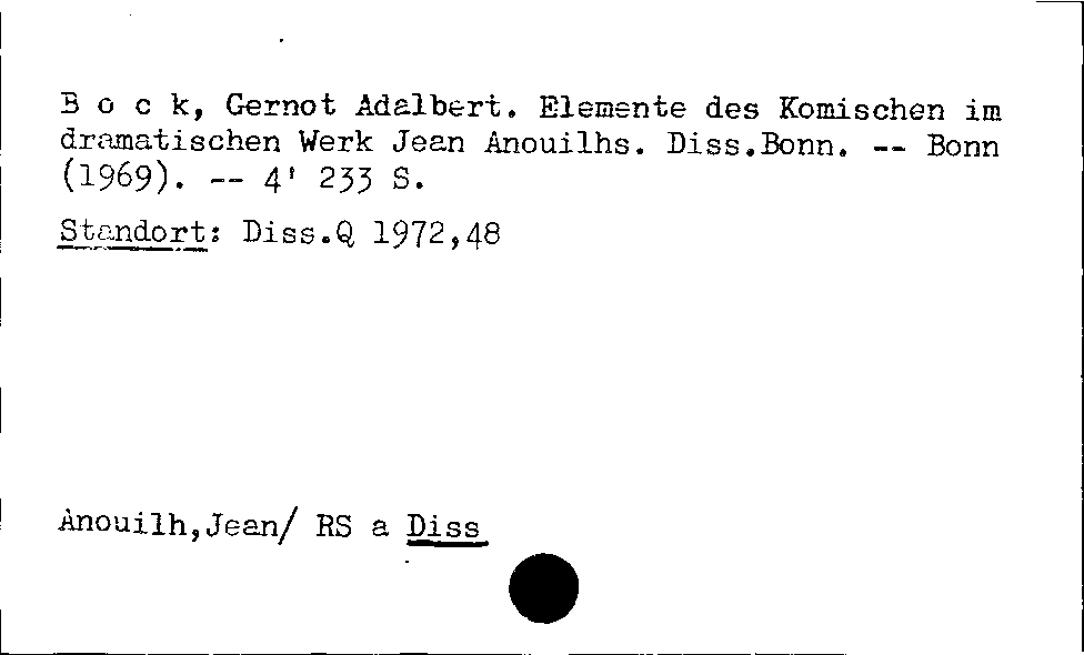 [Katalogkarte Dissertationenkatalog bis 1980]