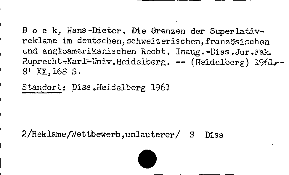 [Katalogkarte Dissertationenkatalog bis 1980]