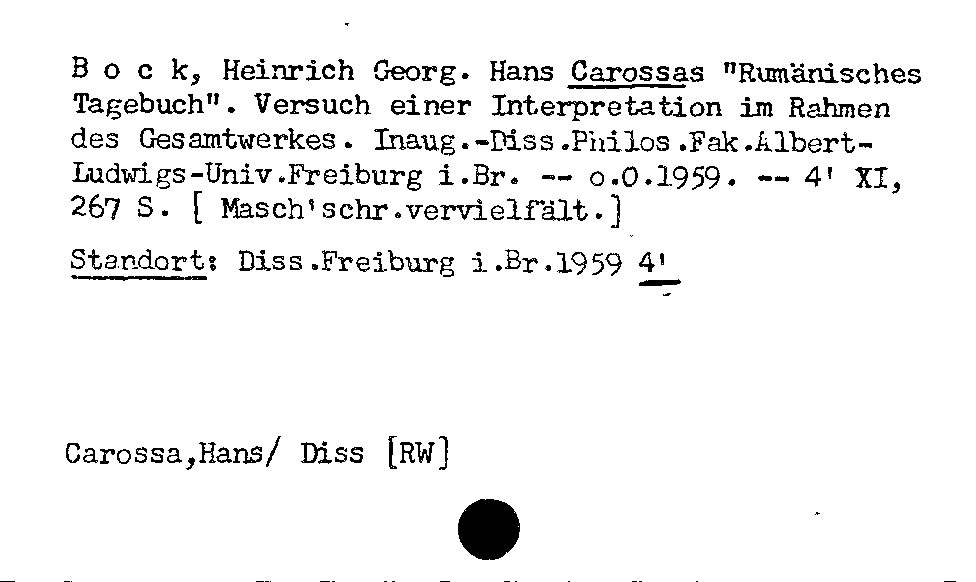 [Katalogkarte Dissertationenkatalog bis 1980]