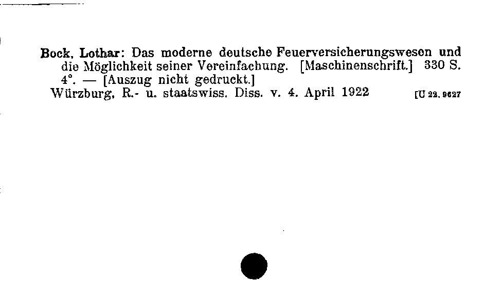 [Katalogkarte Dissertationenkatalog bis 1980]