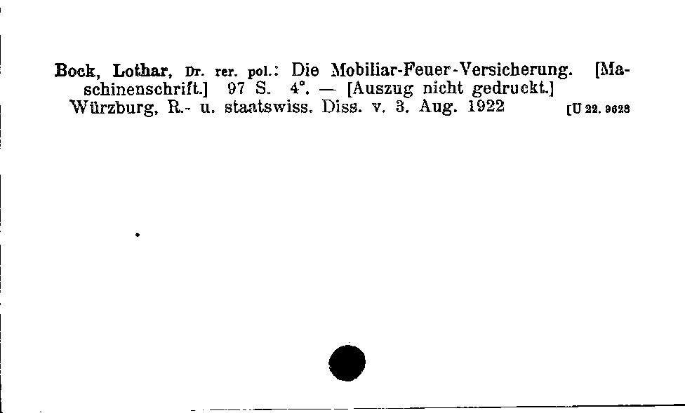 [Katalogkarte Dissertationenkatalog bis 1980]