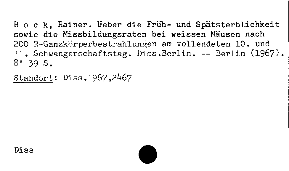 [Katalogkarte Dissertationenkatalog bis 1980]