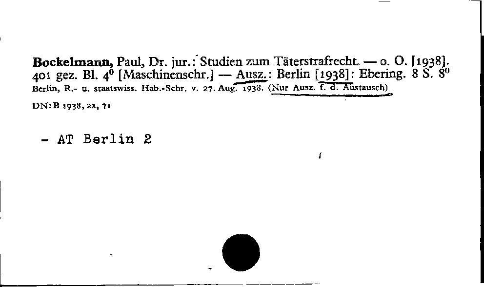 [Katalogkarte Dissertationenkatalog bis 1980]