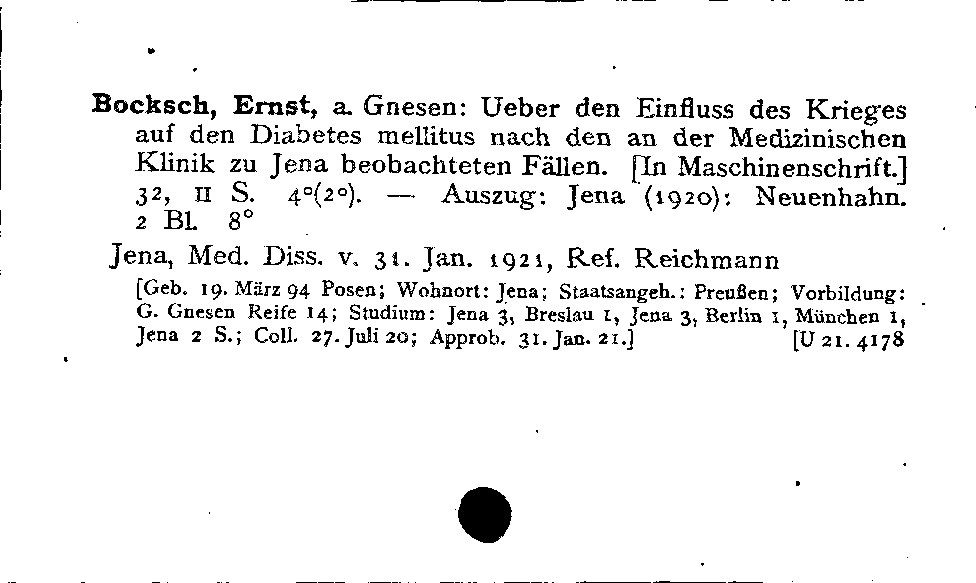 [Katalogkarte Dissertationenkatalog bis 1980]