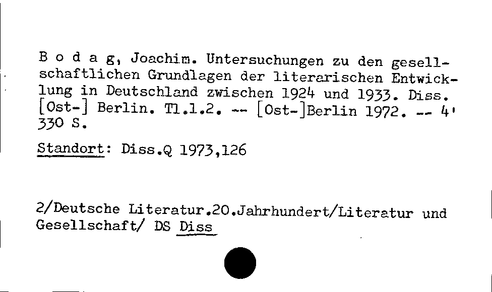 [Katalogkarte Dissertationenkatalog bis 1980]