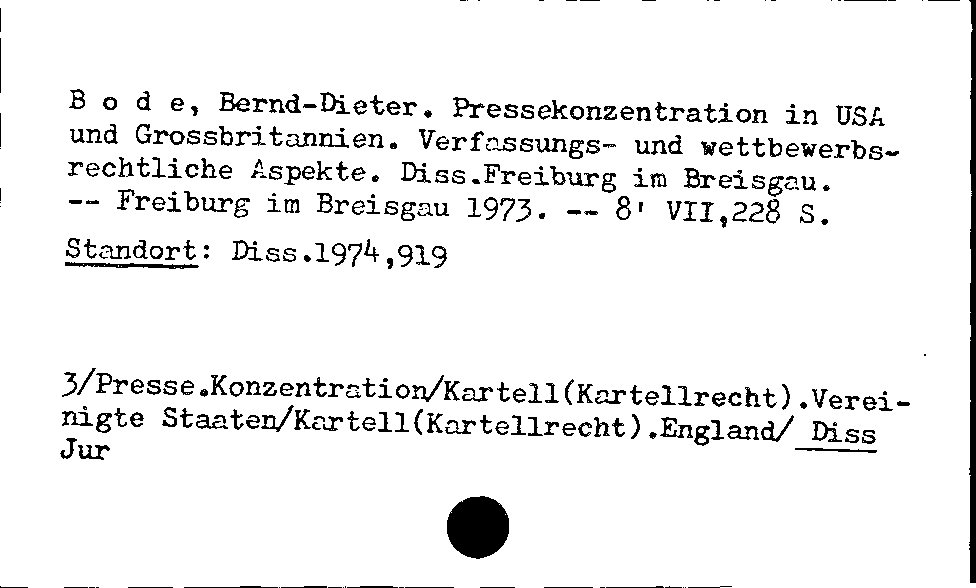 [Katalogkarte Dissertationenkatalog bis 1980]