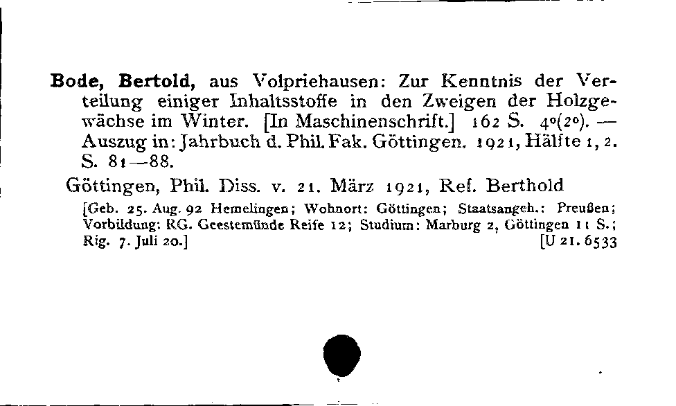 [Katalogkarte Dissertationenkatalog bis 1980]