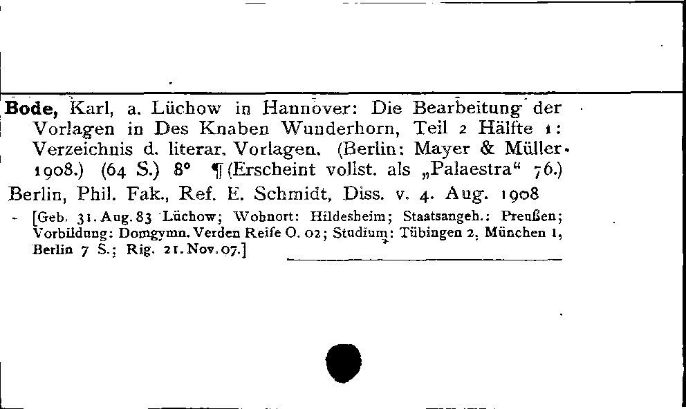 [Katalogkarte Dissertationenkatalog bis 1980]