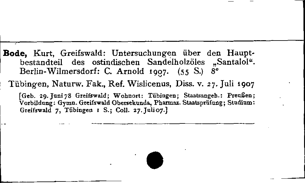 [Katalogkarte Dissertationenkatalog bis 1980]