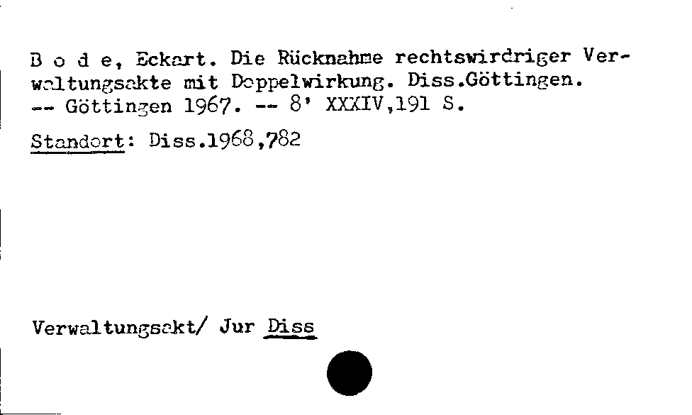 [Katalogkarte Dissertationenkatalog bis 1980]