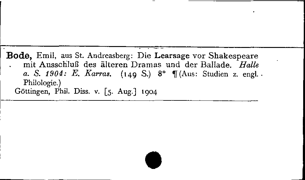 [Katalogkarte Dissertationenkatalog bis 1980]