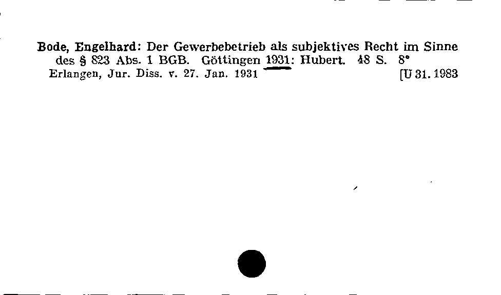 [Katalogkarte Dissertationenkatalog bis 1980]