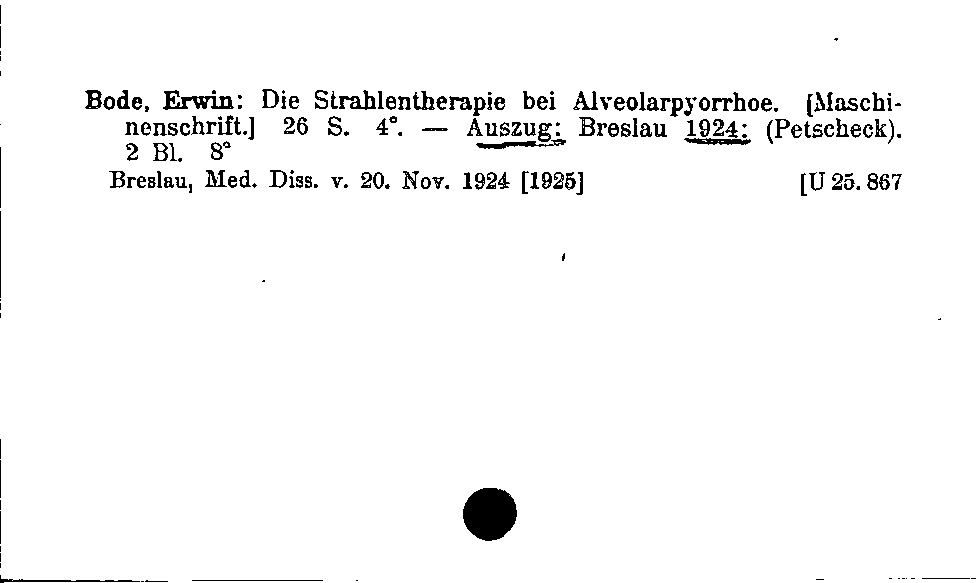 [Katalogkarte Dissertationenkatalog bis 1980]