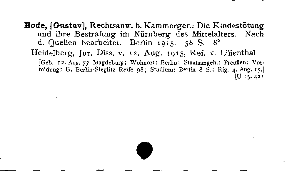 [Katalogkarte Dissertationenkatalog bis 1980]