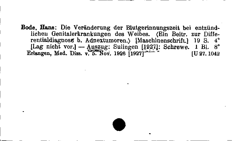 [Katalogkarte Dissertationenkatalog bis 1980]