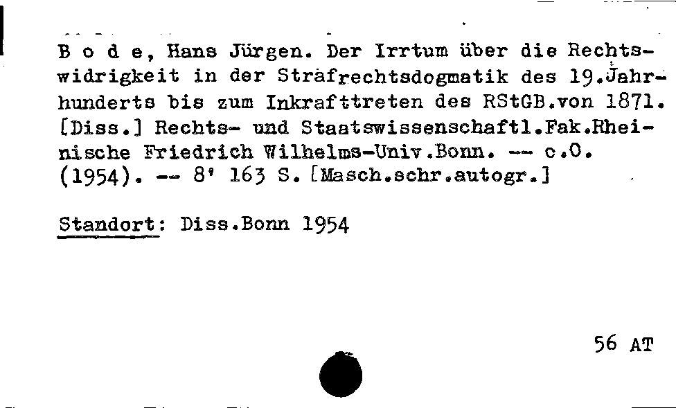 [Katalogkarte Dissertationenkatalog bis 1980]