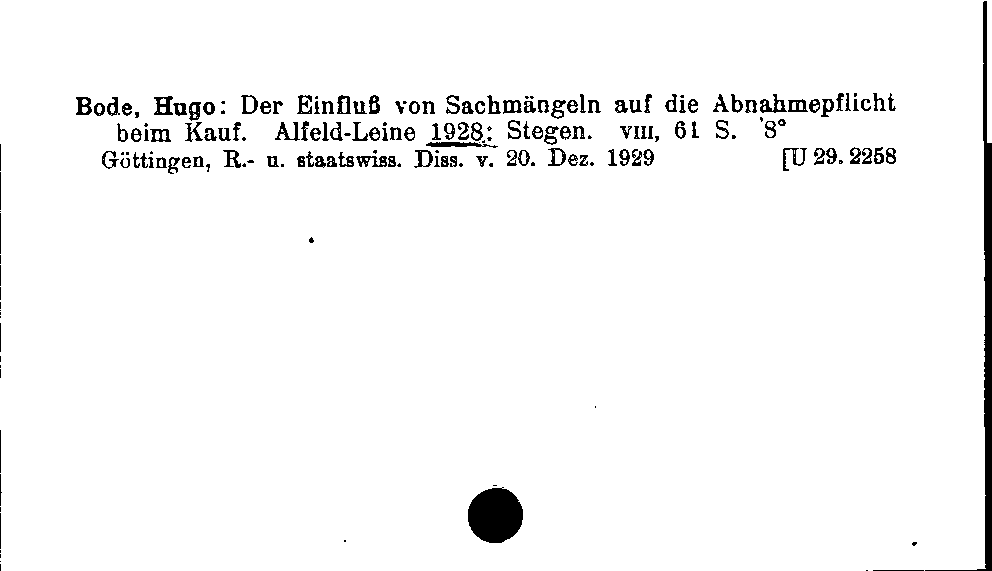 [Katalogkarte Dissertationenkatalog bis 1980]