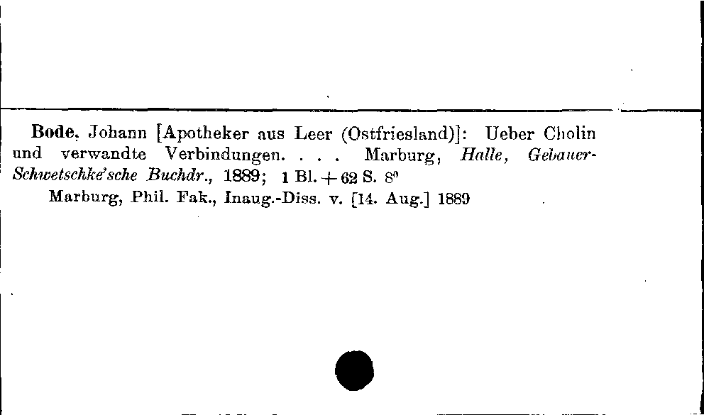 [Katalogkarte Dissertationenkatalog bis 1980]