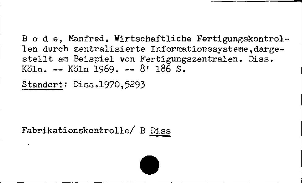 [Katalogkarte Dissertationenkatalog bis 1980]