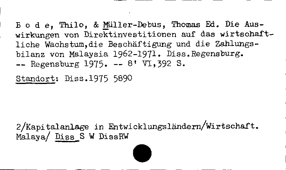 [Katalogkarte Dissertationenkatalog bis 1980]