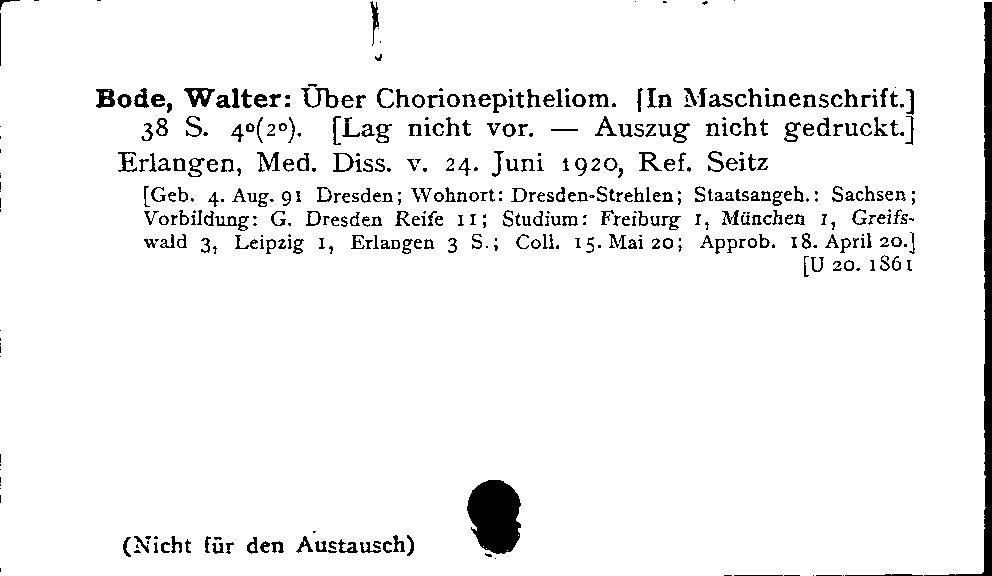 [Katalogkarte Dissertationenkatalog bis 1980]