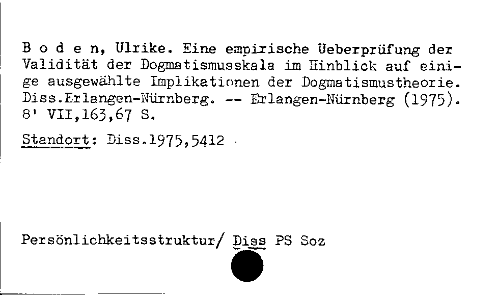 [Katalogkarte Dissertationenkatalog bis 1980]