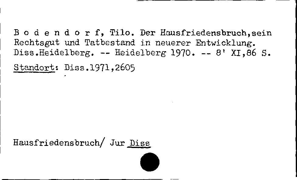 [Katalogkarte Dissertationenkatalog bis 1980]