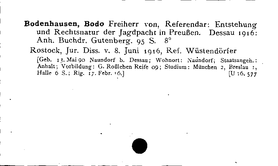 [Katalogkarte Dissertationenkatalog bis 1980]