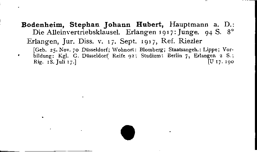 [Katalogkarte Dissertationenkatalog bis 1980]