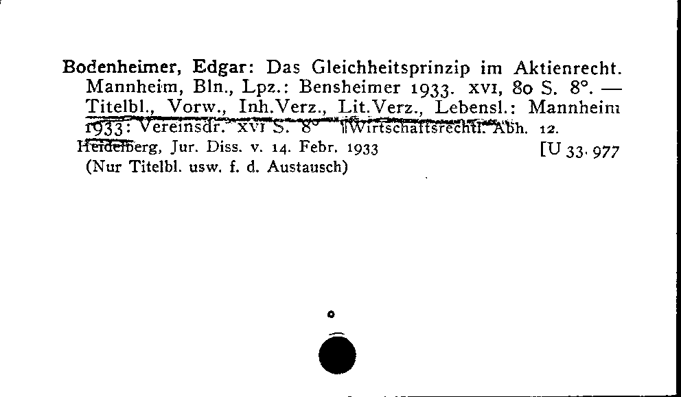 [Katalogkarte Dissertationenkatalog bis 1980]