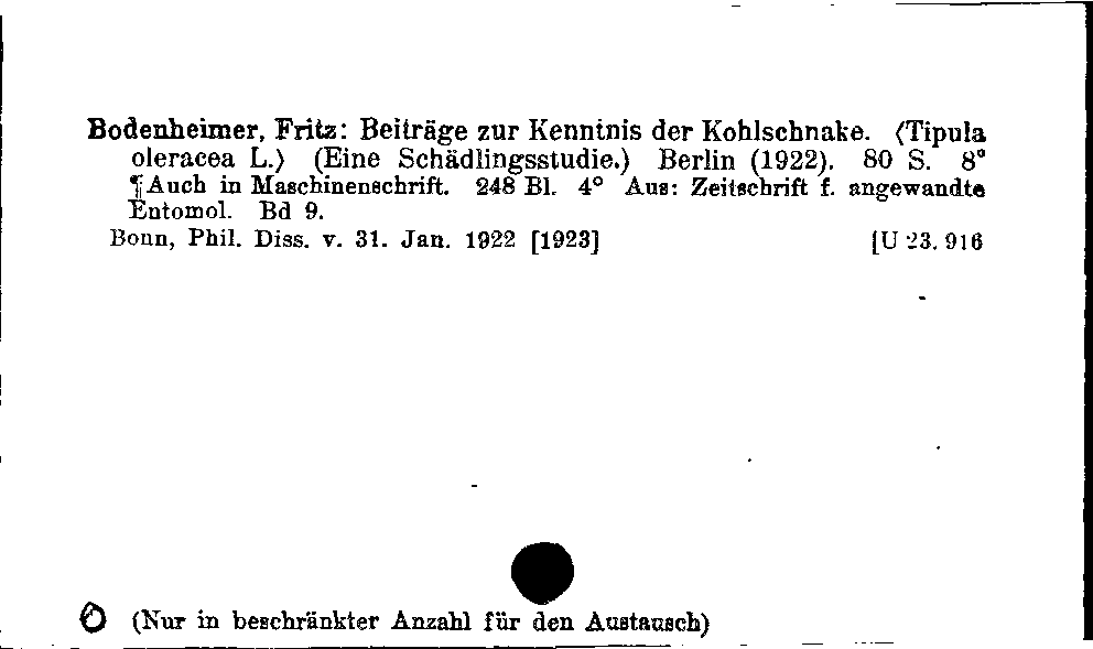 [Katalogkarte Dissertationenkatalog bis 1980]