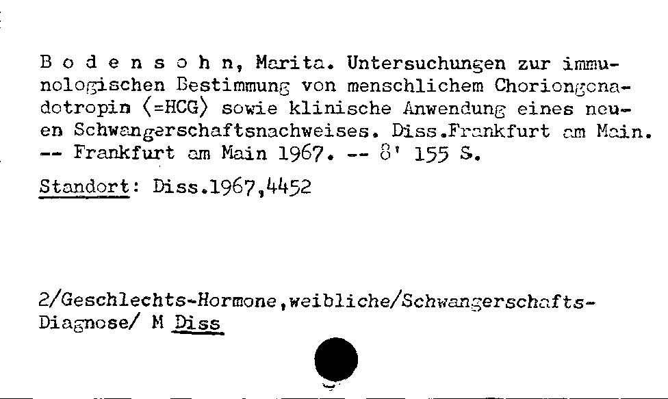 [Katalogkarte Dissertationenkatalog bis 1980]