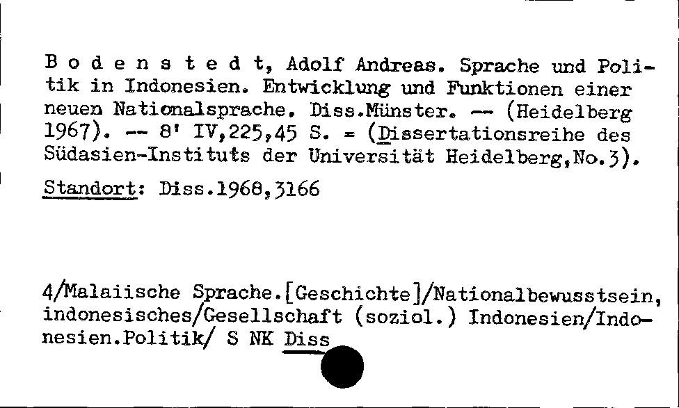 [Katalogkarte Dissertationenkatalog bis 1980]