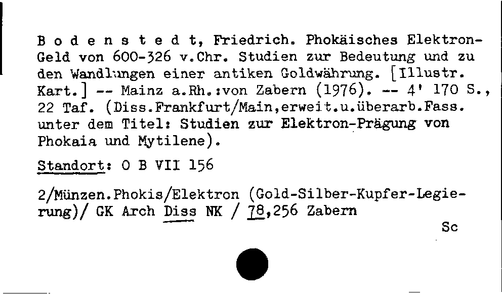 [Katalogkarte Dissertationenkatalog bis 1980]