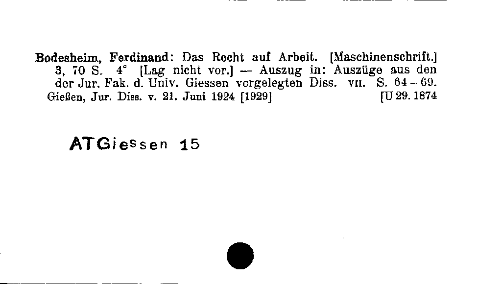 [Katalogkarte Dissertationenkatalog bis 1980]