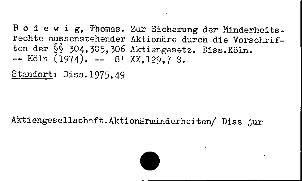 [Katalogkarte Dissertationenkatalog bis 1980]