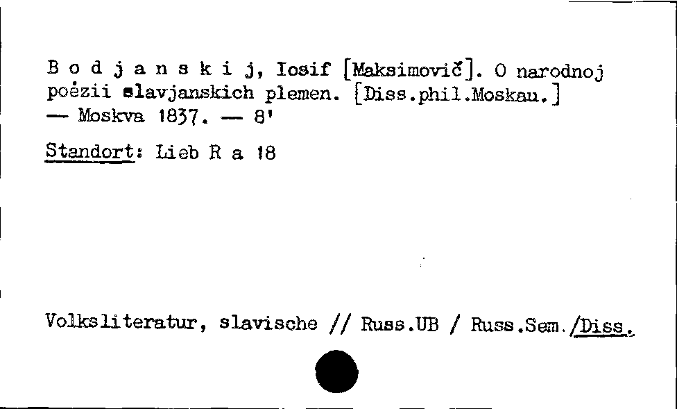 [Katalogkarte Dissertationenkatalog bis 1980]