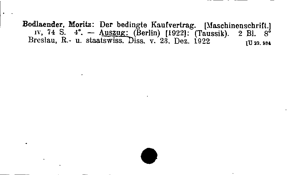 [Katalogkarte Dissertationenkatalog bis 1980]