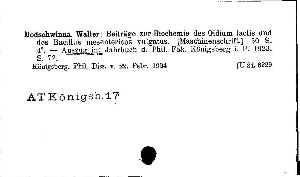 [Katalogkarte Dissertationenkatalog bis 1980]