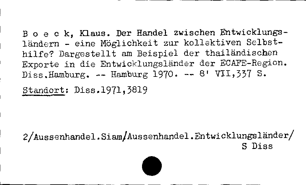 [Katalogkarte Dissertationenkatalog bis 1980]